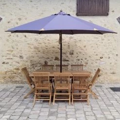 Gecko Jardin Parasols Parasol Gris En Bois 350 Cm -Parasols Soldes Magasin parasol gris en bois 350 cm 3