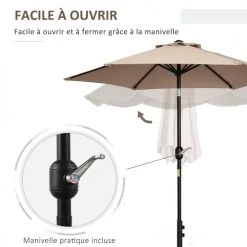Outsunny Parasols Parasol Hexagonal Inclinable Beige -Parasols Soldes Magasin parasol hexagonal inclinable beige 4
