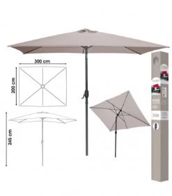 Wadiga Parasols Parasol Inclinable Avec Manivelle En Aluminium Et Toile Gris Taupe -Parasols Soldes Magasin parasol inclinable avec manivelle en aluminium et toile gris taupe 1