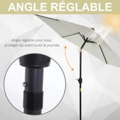Outsunny Parasols Parasol Inclinable De Jardin Crème -Parasols Soldes Magasin parasol inclinable de jardin creme 3