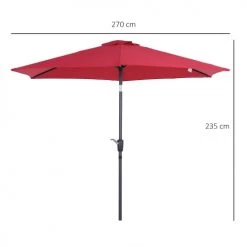 Outsunny Parasols Parasol Inclinable De Jardin Rouge Vineux -Parasols Soldes Magasin parasol inclinable de jardin rouge vineux 2