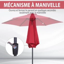 Outsunny Parasols Parasol Inclinable De Jardin Rouge Vineux -Parasols Soldes Magasin parasol inclinable de jardin rouge vineux 5