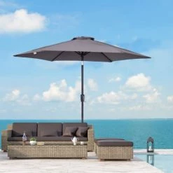Outsunny Parasols Parasol Inclinable De Jardin Rouge Vineux -Parasols Soldes Magasin parasol inclinable de jardin rouge vineux 7