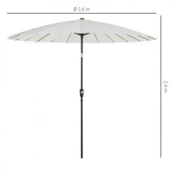 Outsunny Parasols Parasol Inclinable Rond Crème -Parasols Soldes Magasin parasol inclinable rond creme 3