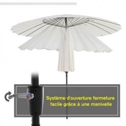 Outsunny Parasols Parasol Inclinable Rond Crème -Parasols Soldes Magasin parasol inclinable rond creme 5