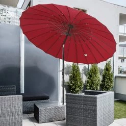 Outsunny Parasols Parasol Inclinable Rond Rouge -Parasols Soldes Magasin parasol inclinable rond rouge 1