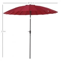 Outsunny Parasols Parasol Inclinable Rond Rouge -Parasols Soldes Magasin parasol inclinable rond rouge 2