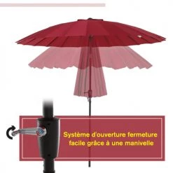 Outsunny Parasols Parasol Inclinable Rond Rouge -Parasols Soldes Magasin parasol inclinable rond rouge 4
