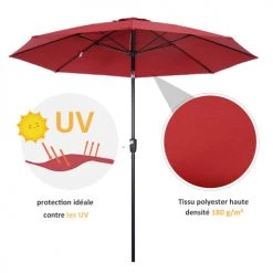 Outsunny Parasols Parasol Inclinable Rouge -Parasols Soldes Magasin parasol inclinable rouge 2