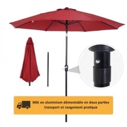 Outsunny Parasols Parasol Inclinable Rouge -Parasols Soldes Magasin parasol inclinable rouge 4