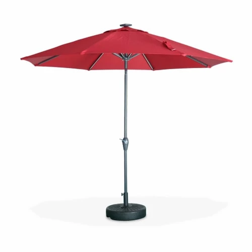 Alice's Garden Parasols Parasol Led D 2,7m Helios Rouge, Mât Central, Lumière Intégrée Et 3 Alice's Garden Parasols Parasol Led D 2,7m Helios Rouge, Mât Central, Lumière Intégrée Et