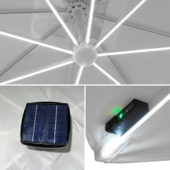 Happy Garden Parasols Parasol Led Déporté Carré 3x3m Toile Blanche Avec Housse -Parasols Soldes Magasin parasol led deporte carre 3x3m toile blanche avec housse 6