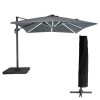 Happy Garden Parasols Parasol Led Déporté Carré 3x3m Toile Grise Avec Housse -Parasols Soldes Magasin parasol led deporte carre 3x3m toile grise avec housse