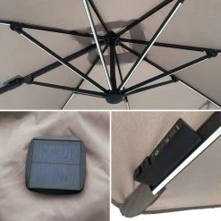 Happy Garden Parasols Parasol Led Déporté Carré 3x3m Toile Taupe Avec Housse -Parasols Soldes Magasin parasol led deporte carre 3x3m toile taupe avec housse 2