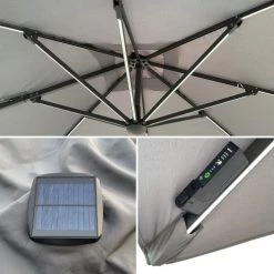 Happy Garden Parasols Parasol Led Déporté Rectangulaire Led 3x4m Gris Avec Housse -Parasols Soldes Magasin parasol led deporte rectangulaire led 3x4m gris avec housse 3