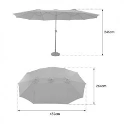 Happy Garden Parasols Parasol Led Double 2,7x4,6m En Acier Et Toile Gris -Parasols Soldes Magasin parasol led double 2 7x4 6m en acier et toile gris 4