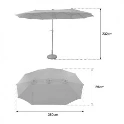 Happy Garden Parasols Parasol Led Double 2x4m En Acier Et Toile Gris -Parasols Soldes Magasin parasol led double 2x4m en acier et toile gris 4