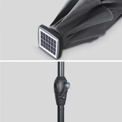 Alice's Garden Parasols Parasol LED Droit Rond En Aluminium Gris D2,7m -Parasols Soldes Magasin parasol led droit rond en aluminium gris d2 7m 5