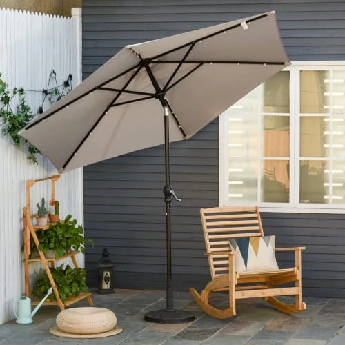 Outsunny Parasols Parasol Lumineux Hexagonal Inclinable Parasol LED Gris 4 Outsunny Parasols Parasol Lumineux Hexagonal Inclinable Parasol LED Gris – Image 2