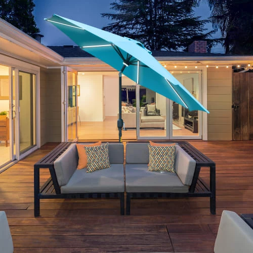 Outsunny Parasols Parasol Lumineux LED Octogonal Inclinable Bleu Turquoise 4 Outsunny Parasols Parasol Lumineux LED Octogonal Inclinable Bleu Turquoise – Image 2