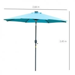 Outsunny Parasols Parasol Lumineux LED Octogonal Inclinable Bleu Turquoise 10 Outsunny Parasols Parasol Lumineux LED Octogonal Inclinable Bleu Turquoise -Parasols Soldes Magasin parasol lumineux led octogonal inclinable bleu turquoise 2