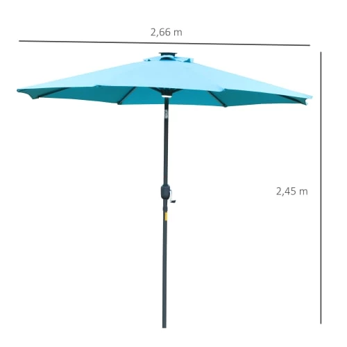 Outsunny Parasols Parasol Lumineux LED Octogonal Inclinable Bleu Turquoise 5 Outsunny Parasols Parasol Lumineux LED Octogonal Inclinable Bleu Turquoise – Image 3