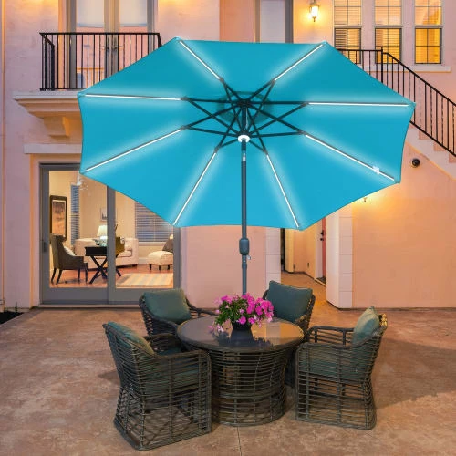 Outsunny Parasols Parasol Lumineux LED Octogonal Inclinable Bleu Turquoise 6 Outsunny Parasols Parasol Lumineux LED Octogonal Inclinable Bleu Turquoise – Image 4