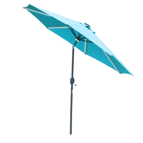 Outsunny Parasols Parasol Lumineux LED Octogonal Inclinable Bleu Turquoise 3 Outsunny Parasols Parasol Lumineux LED Octogonal Inclinable Bleu Turquoise
