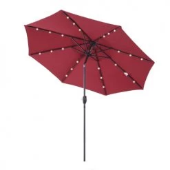 Outsunny Parasols Parasol Lumineux LED Octogonal Inclinable Bordeaux