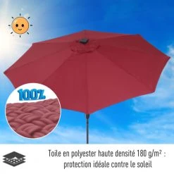 Outsunny Parasols Parasol Lumineux LED Octogonal Inclinable Bordeaux -Parasols Soldes Magasin parasol lumineux led octogonal inclinable bordeaux 4