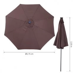 Outsunny Parasols Parasol Lumineux LED Octogonal Inclinable Chocolat -Parasols Soldes Magasin parasol lumineux led octogonal inclinable chocolat 2