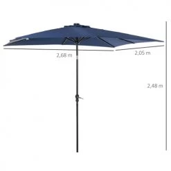 Outsunny Parasols Parasol Lumineux Rectangulaire Inclinable Bleu -Parasols Soldes Magasin parasol lumineux rectangulaire inclinable bleu 2