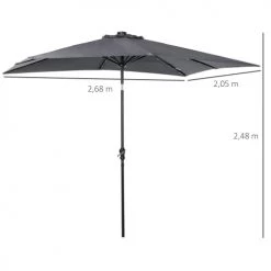 Outsunny Parasols Parasol Lumineux Rectangulaire Inclinable Gris -Parasols Soldes Magasin parasol lumineux rectangulaire inclinable gris 2