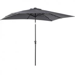 Outsunny Parasols Parasol Lumineux Rectangulaire Inclinable Gris