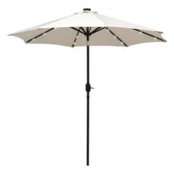 Outsunny Parasols Parasol Octogonal Inclinable LED Crème