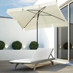 Outsunny Parasols Parasol Rectangulaire Inclinable Beige Clair -Parasols Soldes Magasin parasol rectangulaire inclinable beige clair 1
