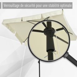 Outsunny Parasols Parasol Rectangulaire Inclinable Beige Clair -Parasols Soldes Magasin parasol rectangulaire inclinable beige clair 5