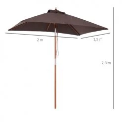 Outsunny Parasols Parasol Rectangulaire Inclinable Chocolat -Parasols Soldes Magasin parasol rectangulaire inclinable chocolat 2