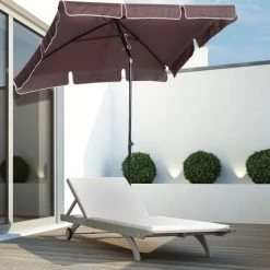 Outsunny Parasols Parasol Rectangulaire Inclinable Chocolat -Parasols Soldes Magasin parasol rectangulaire inclinable chocolat 7