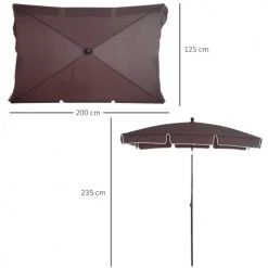 Outsunny Parasols Parasol Rectangulaire Inclinable Chocolat -Parasols Soldes Magasin parasol rectangulaire inclinable chocolat 8