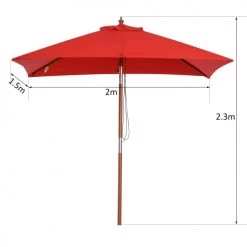 Outsunny Parasols Parasol Rectangulaire Inclinable Rouge -Parasols Soldes Magasin parasol rectangulaire inclinable rouge 2