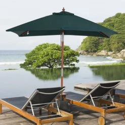 Outsunny Parasols Parasol Rectangulaire Inclinable Vert -Parasols Soldes Magasin parasol rectangulaire inclinable vert 1