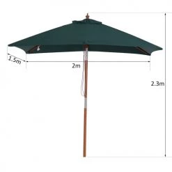 Outsunny Parasols Parasol Rectangulaire Inclinable Vert -Parasols Soldes Magasin parasol rectangulaire inclinable vert 2