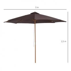 Outsunny Parasols Parasol Rond Grande Taille Chocolat -Parasols Soldes Magasin parasol rond grande taille chocolat 2
