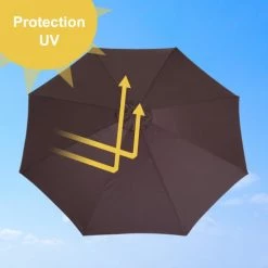 Outsunny Parasols Parasol Rond Grande Taille Chocolat -Parasols Soldes Magasin parasol rond grande taille chocolat 4