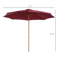 Outsunny Parasols Parasol Rond Grande Taille Rouge -Parasols Soldes Magasin parasol rond grande taille rouge 2