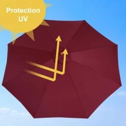 Outsunny Parasols Parasol Rond Grande Taille Rouge -Parasols Soldes Magasin parasol rond grande taille rouge 4