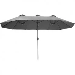 Tectake Parasols Parasol SILIA En Aluminium 460 X 270 Cm Réglable En Hauteur Gris