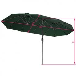 Tectake Parasols Parasol SILIA En Aluminium 460 X 270 Cm Réglable En Hauteur Vert -Parasols Soldes Magasin parasol silia en aluminium 460 x 270 cm reglable en hauteur vert 5