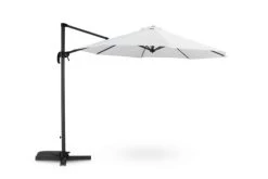 Kerama Parasols Parasol Suspendu Structure Anthracite Et Tissu Blanc 3m De Diamètre
